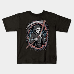 Grim Reaper Breaking Through Kids T-Shirt